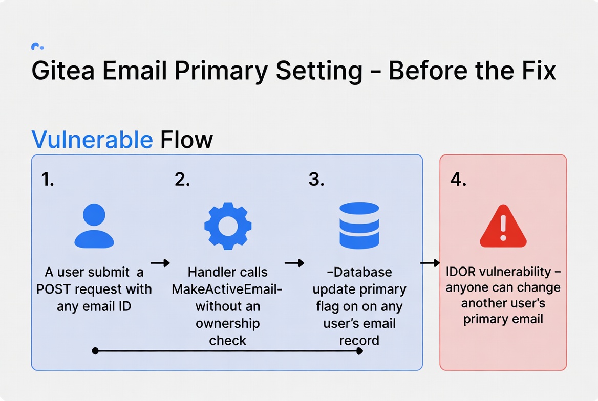 Fixing a Sneaky Security Bug in Gitea: Users Could No Longer Change Someone Else’s Primary Email